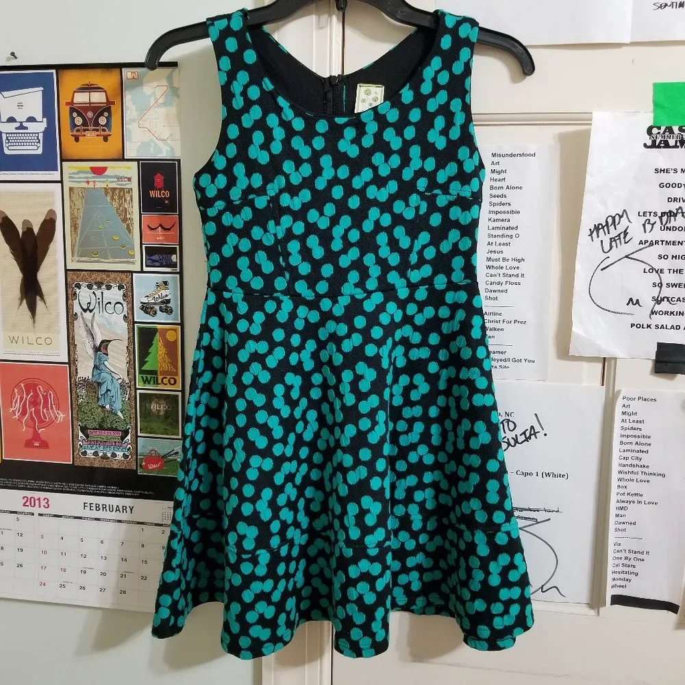 Kiddo by Katie dress Large polka dot print sleeveless fit & flare skater lined